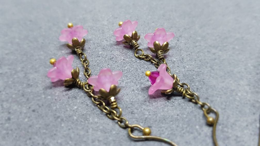Flower Earrings, Hypoallergenic Ear Wires, Cherry Blossom Earrings, Spring Flower Earrings, Easter Earrings, PRIMERO Crystals®, Mother's Day