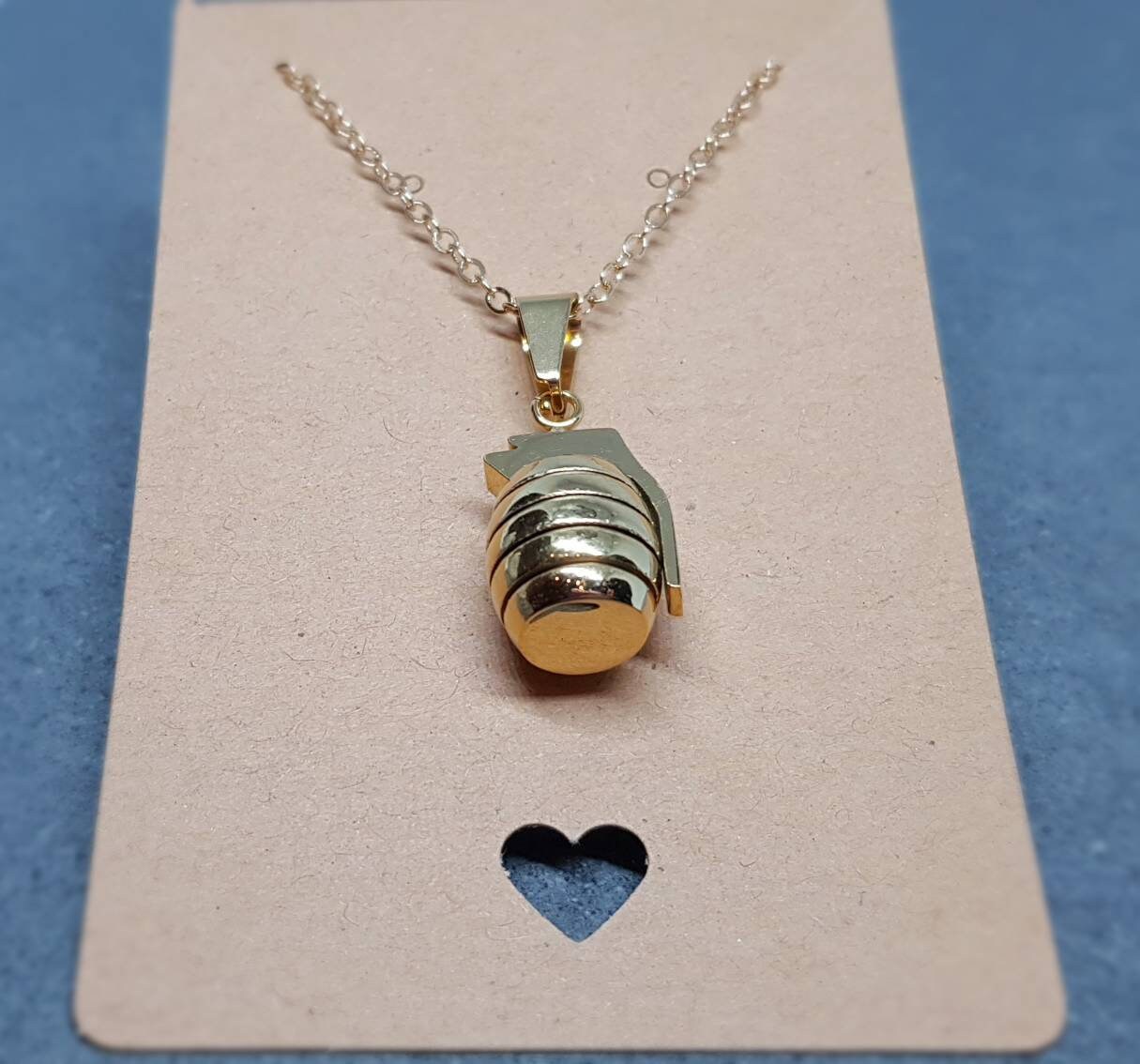 Grenade Choker, Grenade Necklace, Gold Grenade, Stainless Steel Grenade, Gothic Jewellery