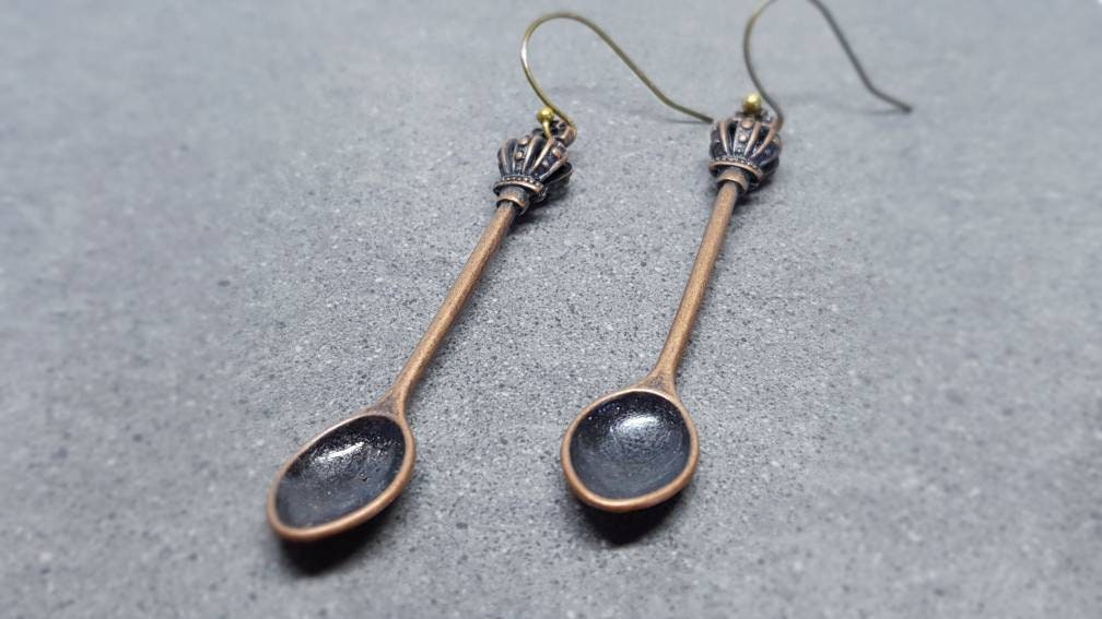 Royal Spoon Earrings, Hypoallergenic Ear Wires, Teaspoon Earrings, Novelty Spoon Gifts, Spoon Jewellery