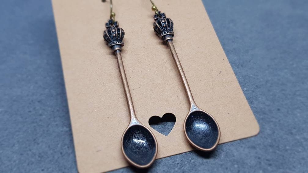 Royal Spoon Earrings, Hypoallergenic Ear Wires, Teaspoon Earrings, Novelty Spoon Gifts, Spoon Jewellery
