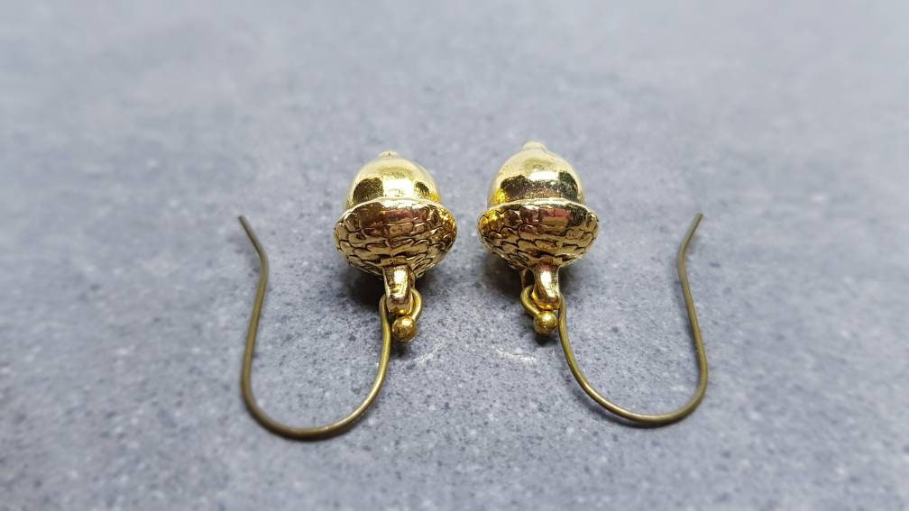 Large Acorn Earrings, Hypoallergenic Ear Wires, Fall Earrings, Gold Acorn Earrings, Autumn Earrings