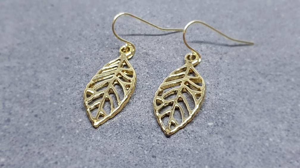 Leaf Earrings, Hypoallergenic Ear Wires, Gold Leaf Earrings, Tree Earrings, Leaf Earrings, Gold Leaf Jewelry, Gift for her