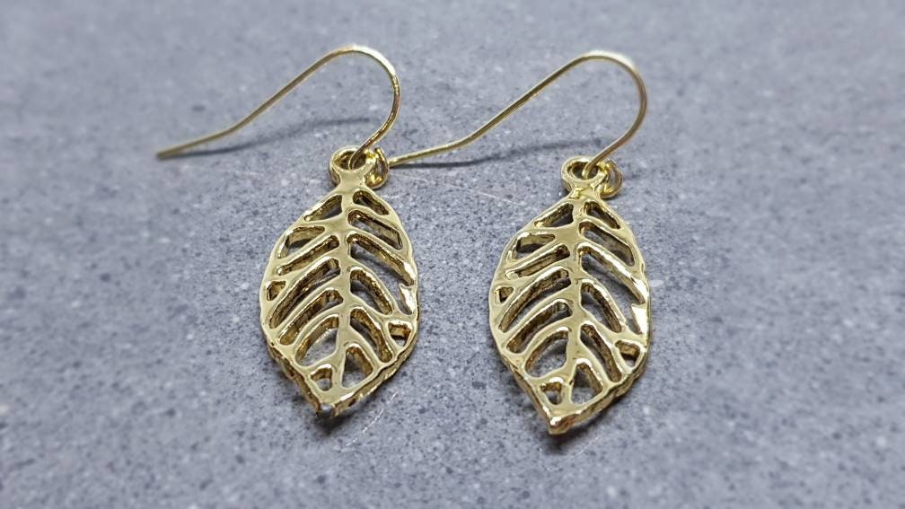 Leaf Earrings, Hypoallergenic Ear Wires, Gold Leaf Earrings, Tree Earrings, Leaf Earrings, Gold Leaf Jewelry, Gift for her