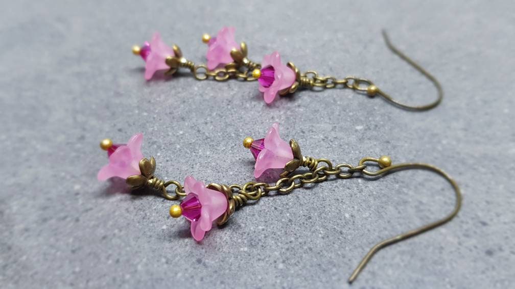 Flower Earrings, Hypoallergenic Ear Wires, Cherry Blossom Earrings, Spring Flower Earrings, Easter Earrings, PRIMERO Crystals®, Mother's Day