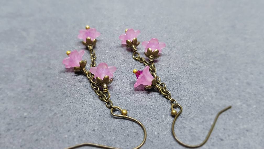 Flower Earrings, Hypoallergenic Ear Wires, Cherry Blossom Earrings, Spring Flower Earrings, Easter Earrings, PRIMERO Crystals®, Mother's Day