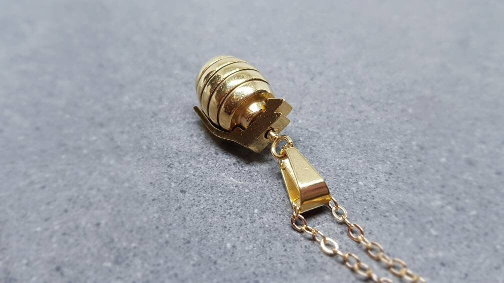 Grenade Choker, Grenade Necklace, Gold Grenade, Stainless Steel Grenade, Gothic Jewellery