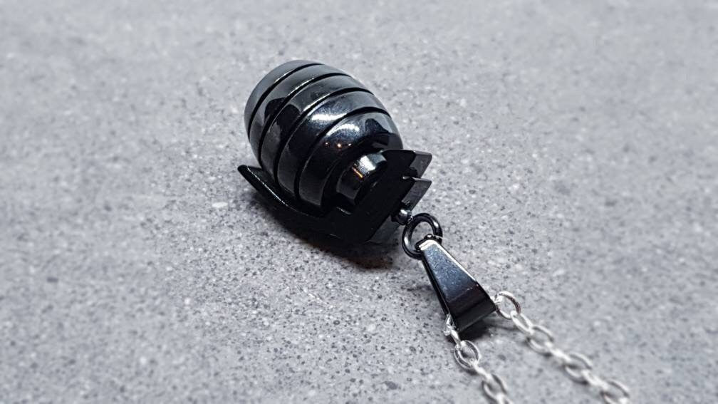 Grenade Choker, Grenade Necklace, Black Grenade, Stainless Steel Grenade, Gothic Jewellery