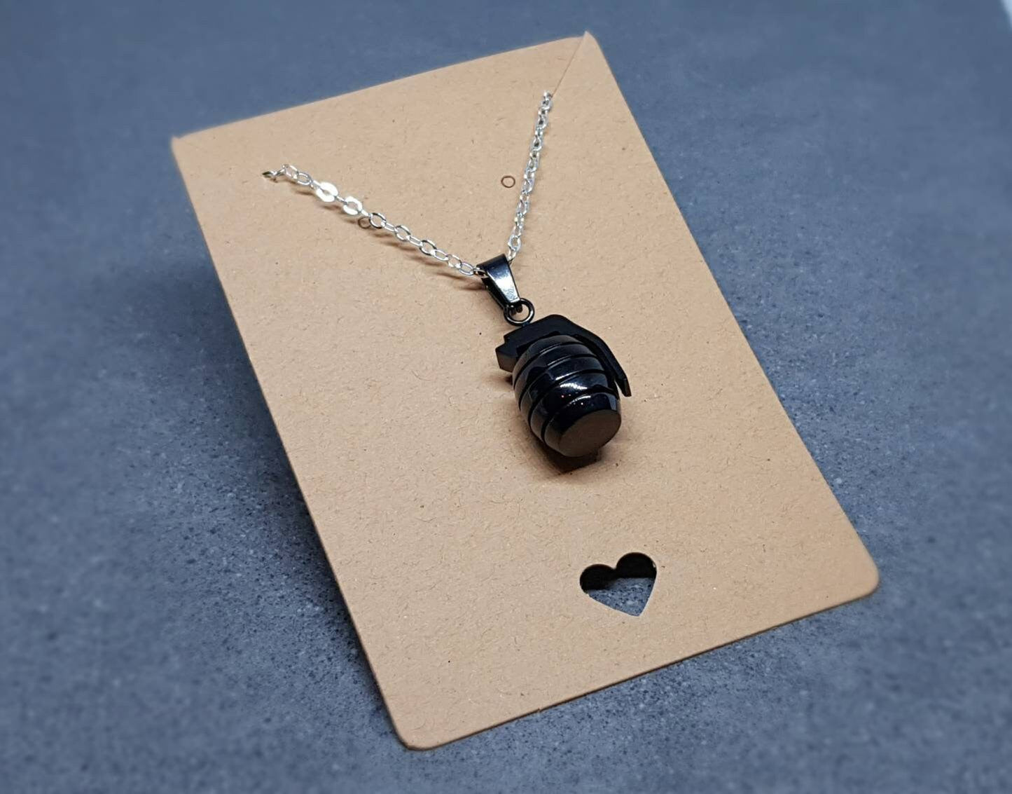 Grenade Choker, Grenade Necklace, Black Grenade, Stainless Steel Grenade, Gothic Jewellery