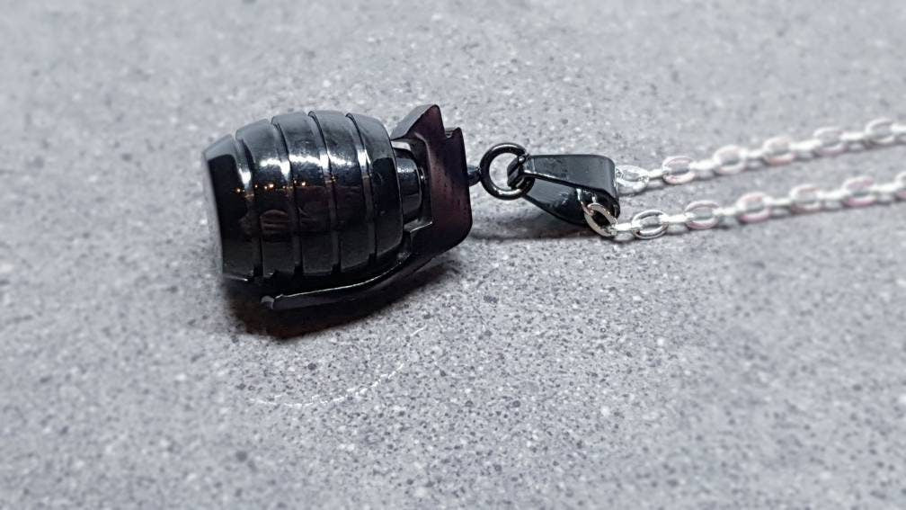 Grenade Choker, Grenade Necklace, Black Grenade, Stainless Steel Grenade, Gothic Jewellery