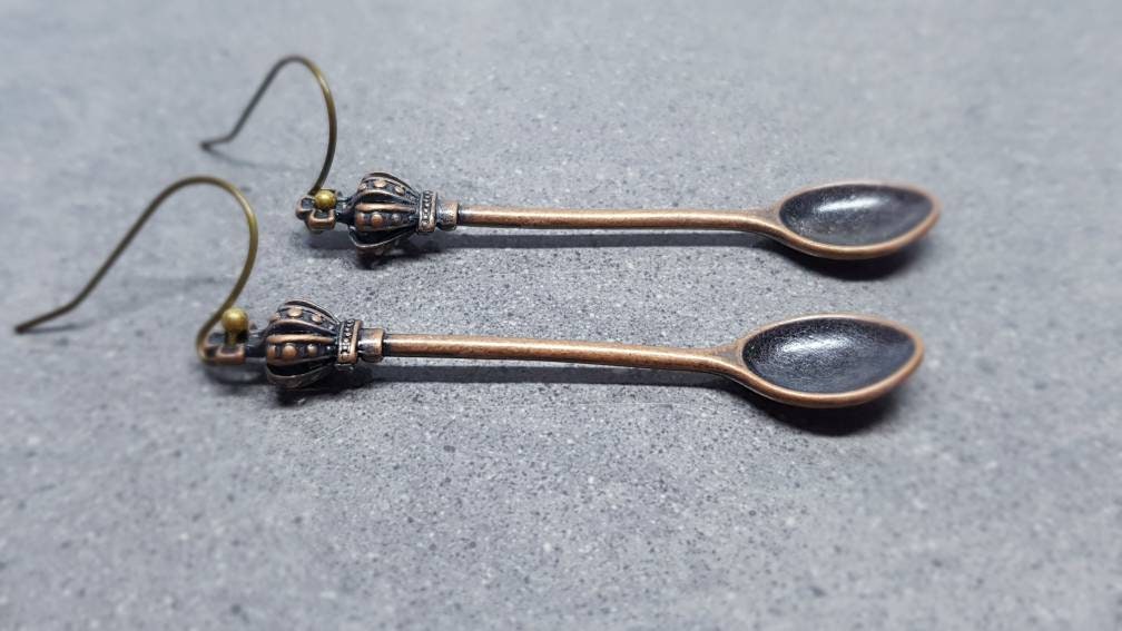 Royal Spoon Earrings, Hypoallergenic Ear Wires, Teaspoon Earrings, Novelty Spoon Gifts, Spoon Jewellery