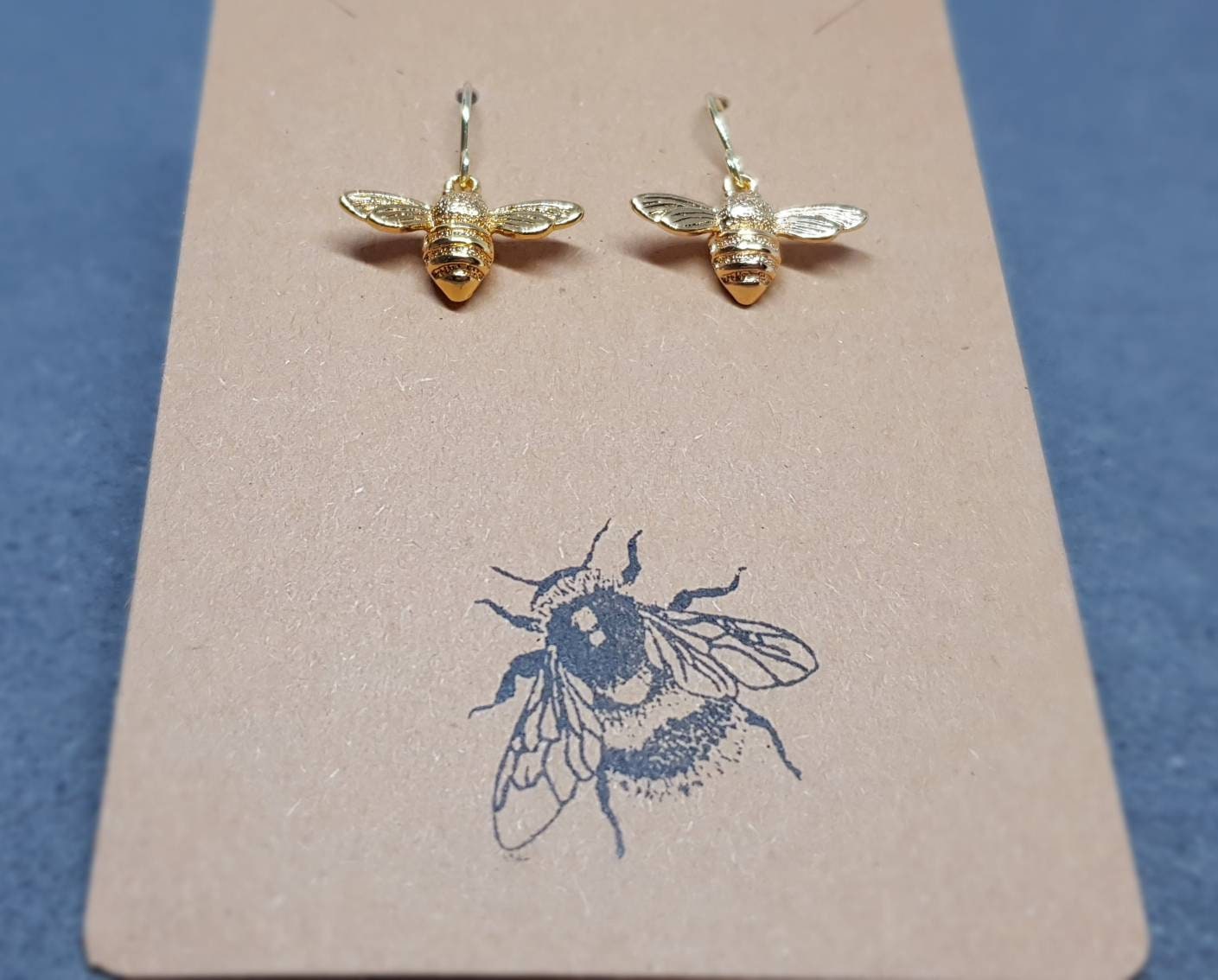 Bee Earrings, Hypoallergenic Ear Wires, Brass Bumble Bee, Nickel Free, Gold Earrings, Bee Lovers Earrings, Insect Earrings