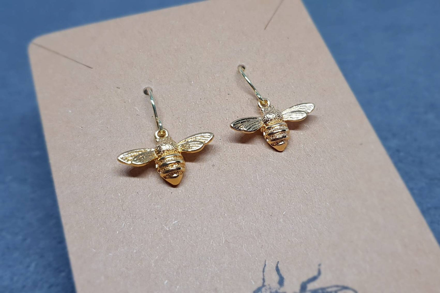 Bee Earrings, Hypoallergenic Ear Wires, Brass Bumble Bee, Nickel Free, Gold Earrings, Bee Lovers Earrings, Insect Earrings