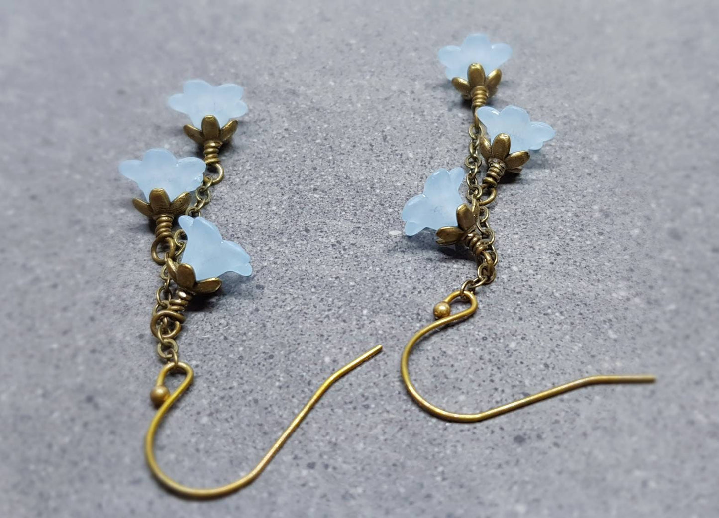Flower Earrings, Hypoallergenic Ear Wires, Pale Blue Earrings, Boho Jewelry, Simple Vintage Earrings