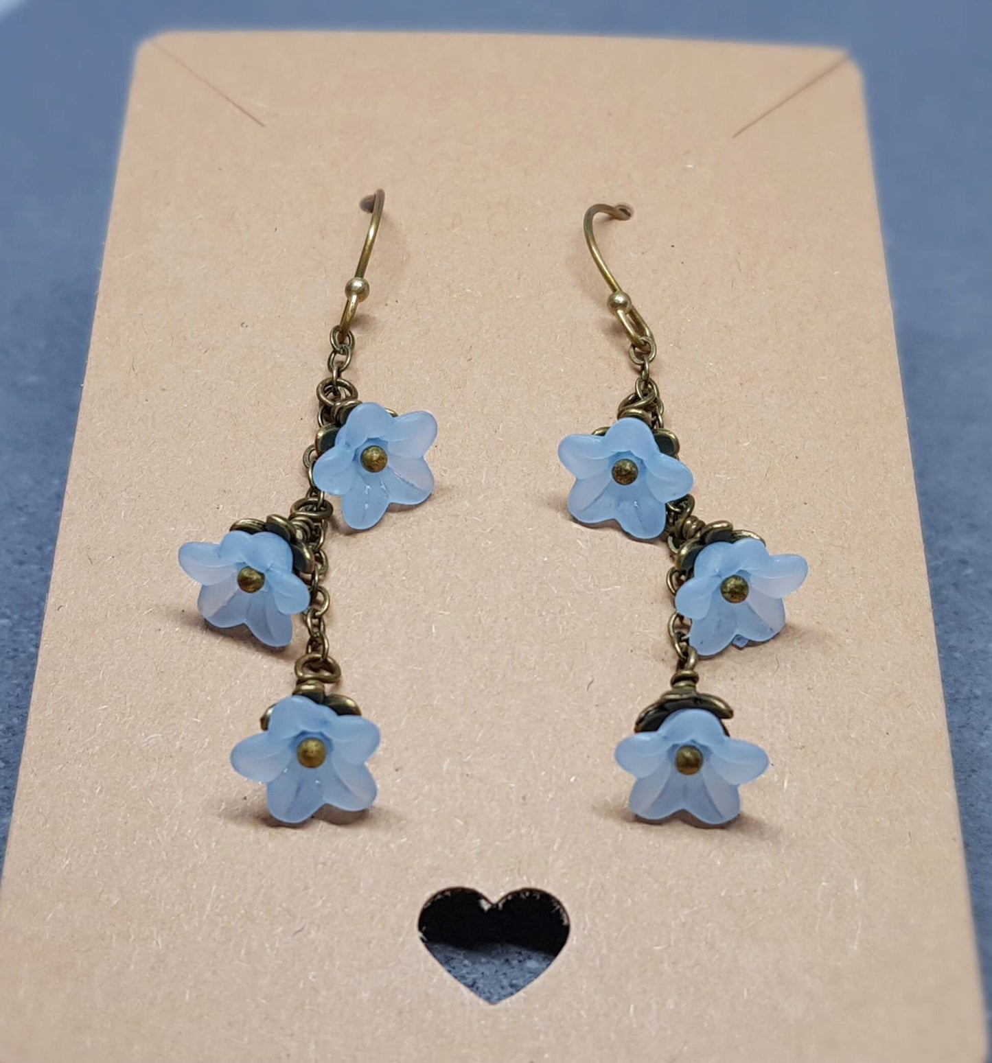 Flower Earrings, Hypoallergenic Ear Wires, Pale Blue Earrings, Boho Jewelry, Simple Vintage Earrings
