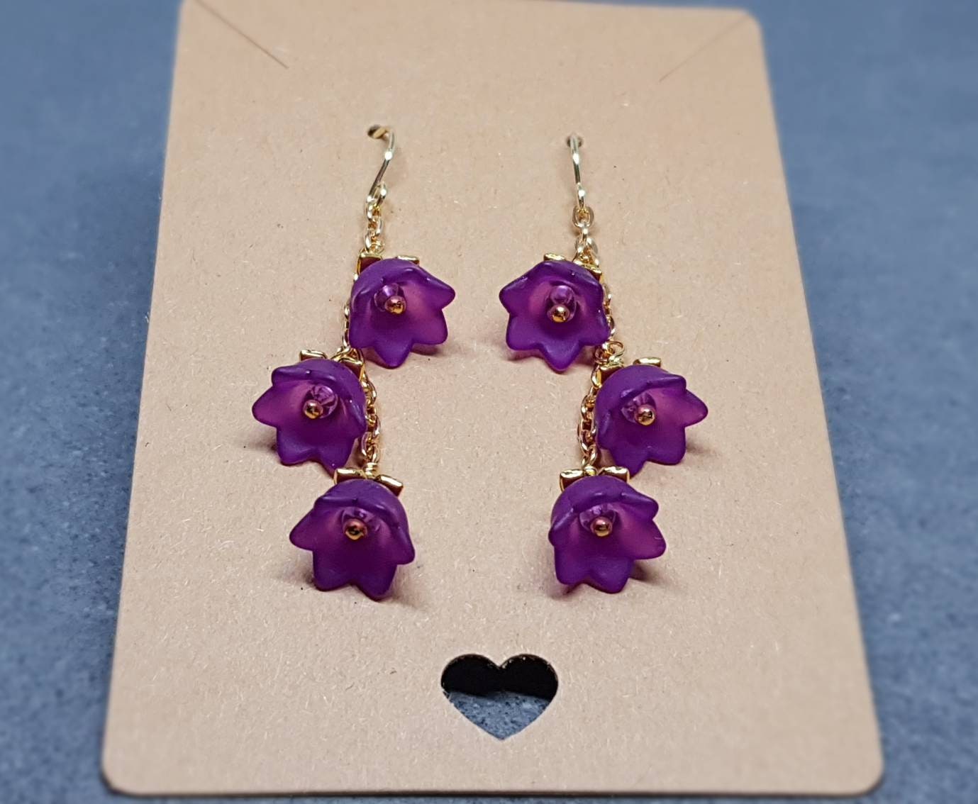 Flower Earrings, Hypoallergenic Ear Wires, Purple Earrings, Deep Purple Earrings, Boho Jewelry, Simple Vintage Earrings