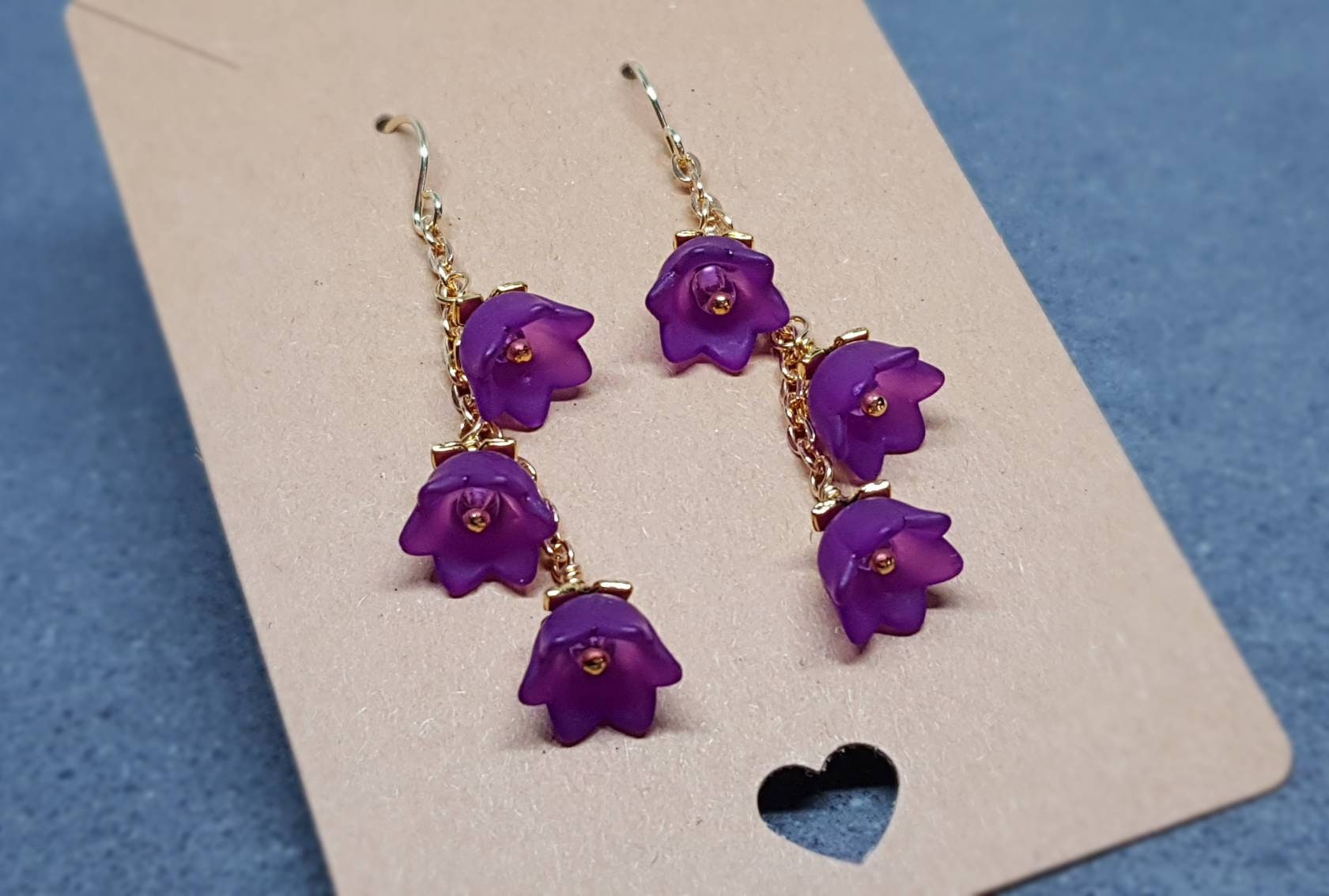 Flower Earrings, Hypoallergenic Ear Wires, Purple Earrings, Deep Purple Earrings, Boho Jewelry, Simple Vintage Earrings