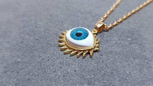 All Seeing Eye Necklace, Evil Eye Necklace, 18k Gold Plated, Gold Jewellery, Protection Necklace