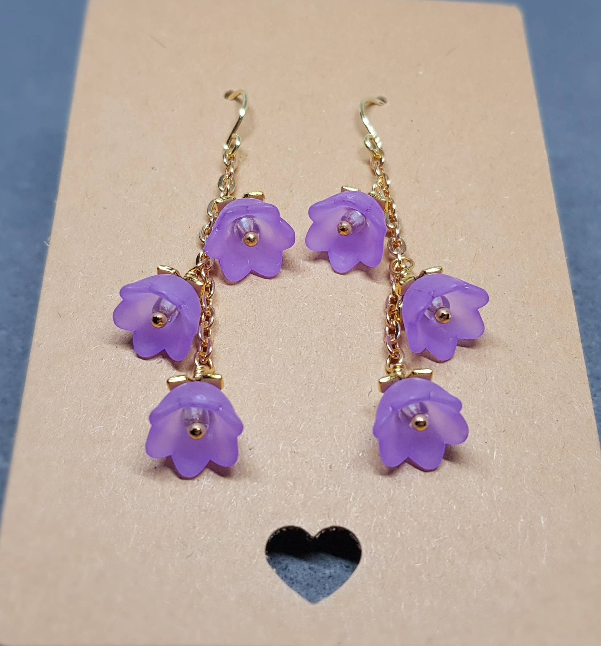Flower Earrings, Hypoallergenic Ear Wires, Light Purple Earrings, Boho Jewelry, Simple Vintage Earrings