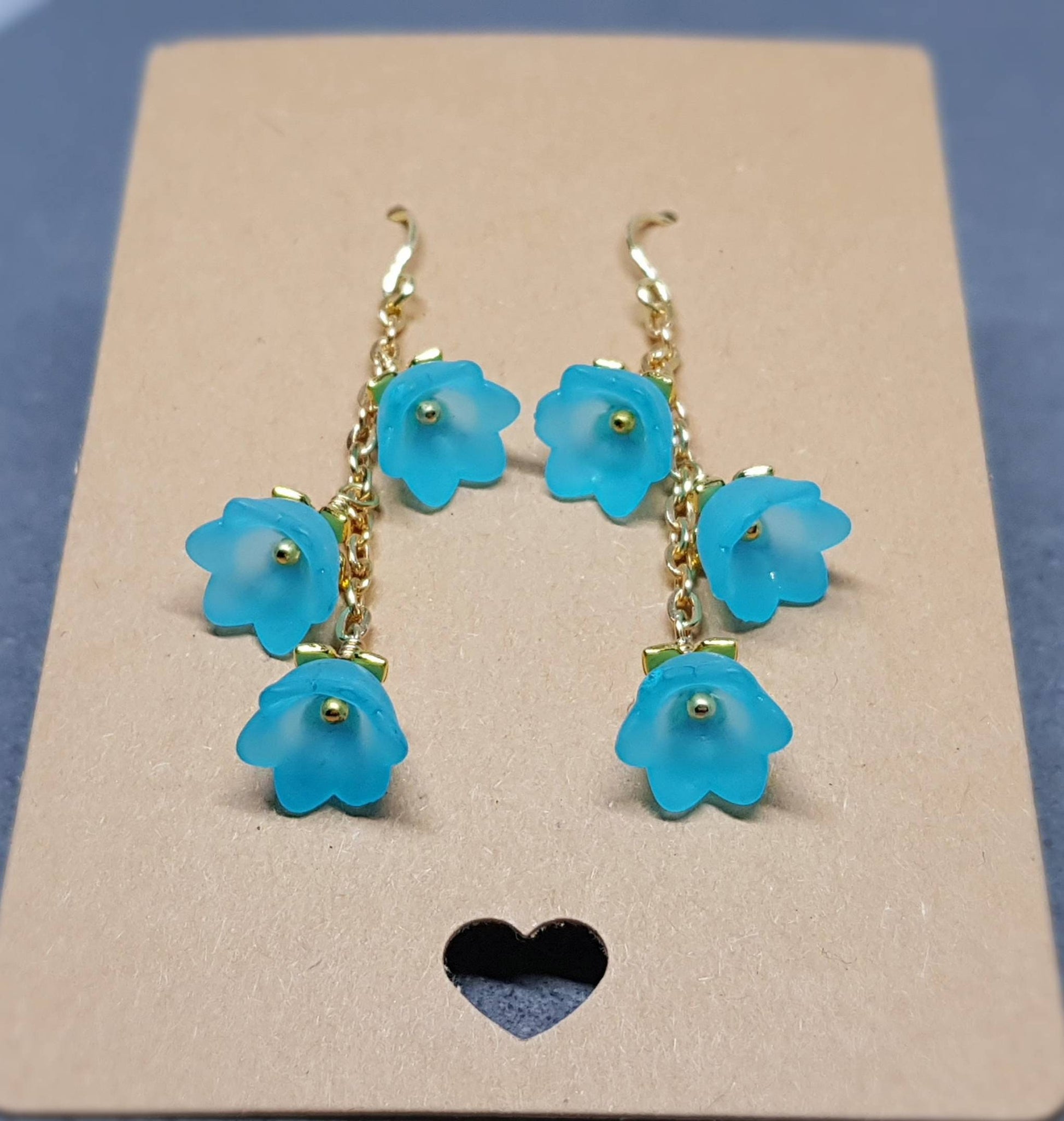 Flower Earrings, Hypoallergenic Ear Wires, Torquoise Earrings, Boho Jewelry, Simple Vintage Earrings