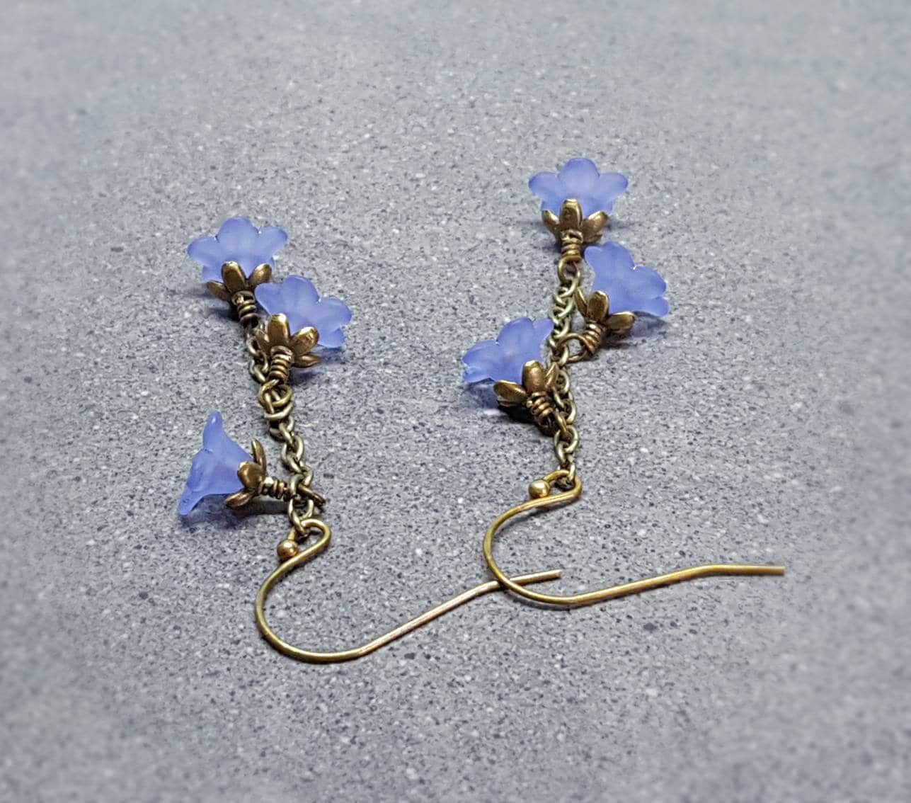 Flower Earrings, Hypoallergenic Ear Wires, Lavender Blue Earrings, Boho Jewelry, Simple Vintage Earrings