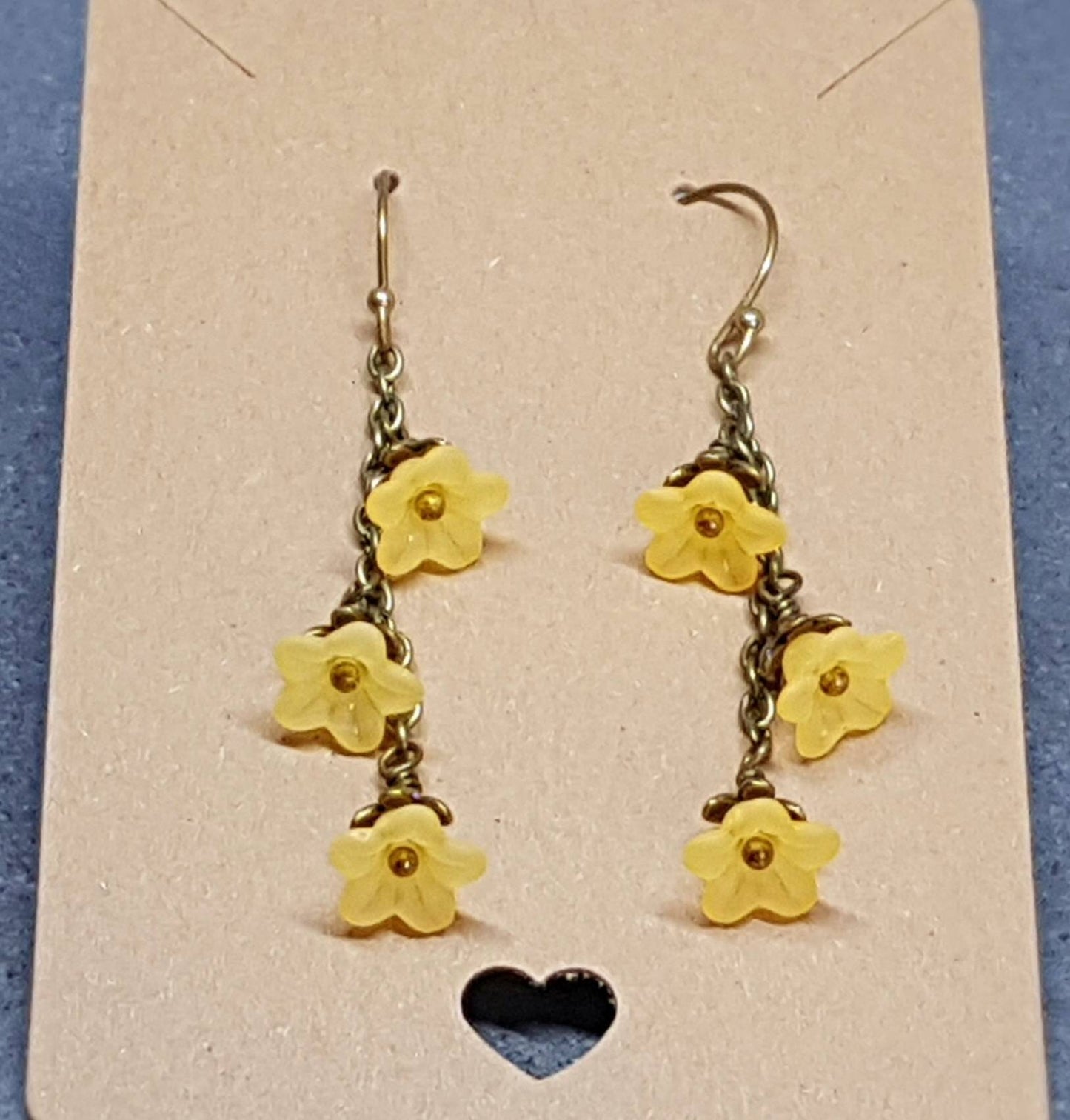 Flower Earrings, Hypoallergenic Ear Wires, Orange Yellow Earrings, Boho Jewelry, Simple Vintage Earrings