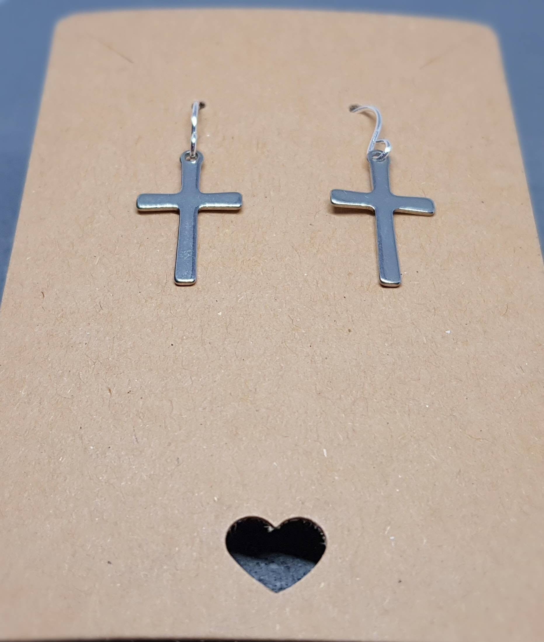 Silver Cross Earrings, Hypoallergenic Ear Wires, Stainless Steel, Cross Jewelry, Gothic Jewellery