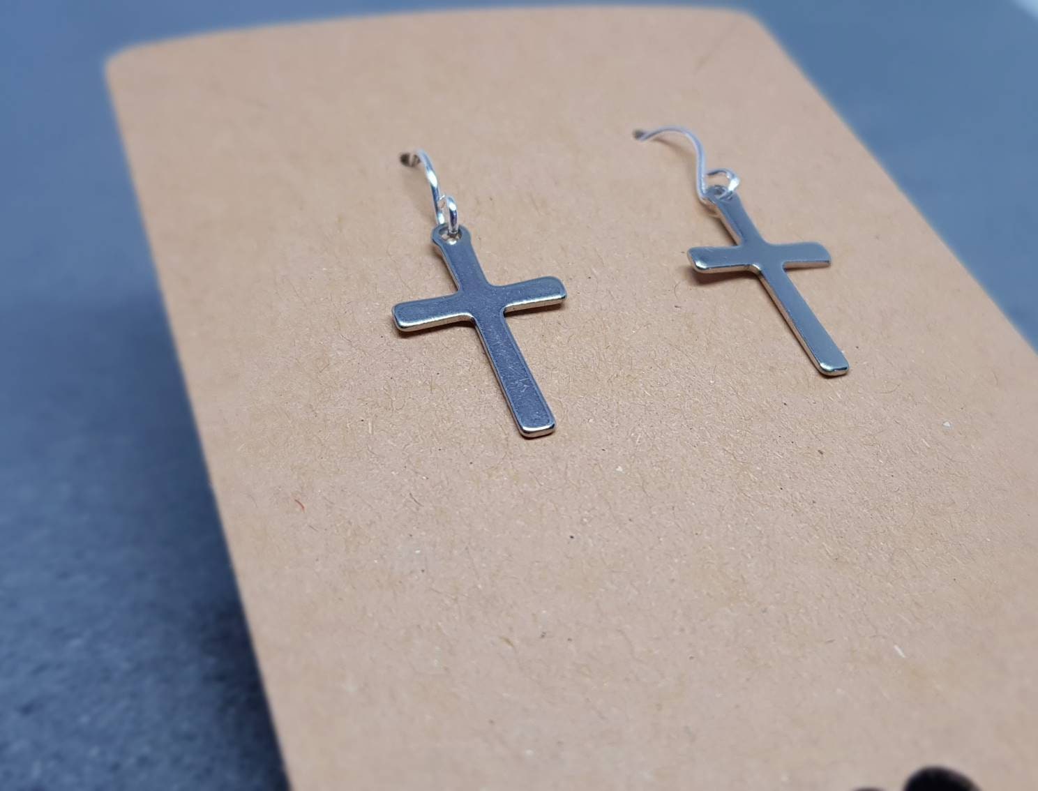 Silver Cross Earrings, Hypoallergenic Ear Wires, Stainless Steel, Cross Jewelry, Gothic Jewellery