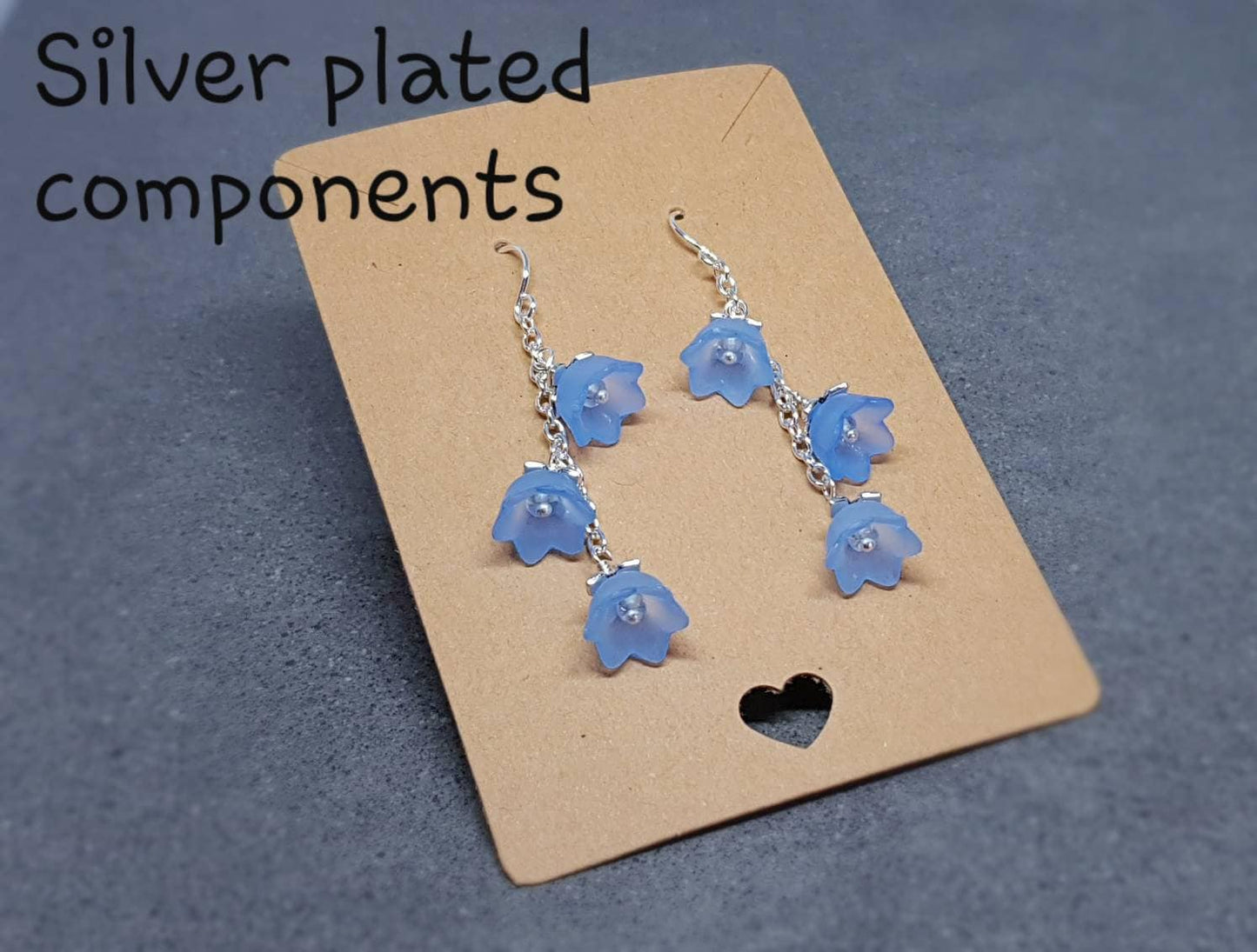 Flower Earrings, Hypoallergenic Ear Wires, Light Blue Earrings, Boho Jewelry, Simple Vintage Earrings