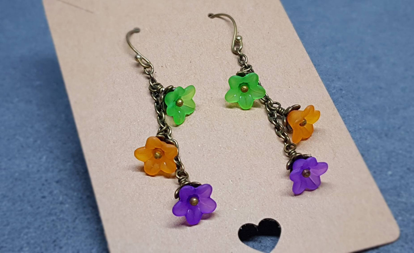 Flower Earrings, Hypoallergenic Ear Wires, Purple Earrings, Boho Jewelry, Halloween Earrings