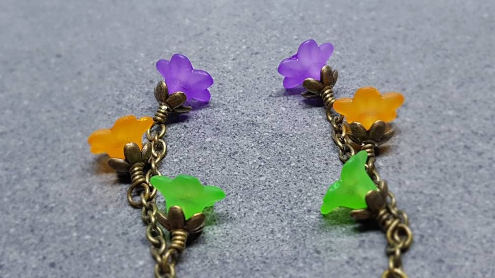 Flower Earrings, Hypoallergenic Ear Wires, Purple Earrings, Boho Jewelry, Halloween Earrings