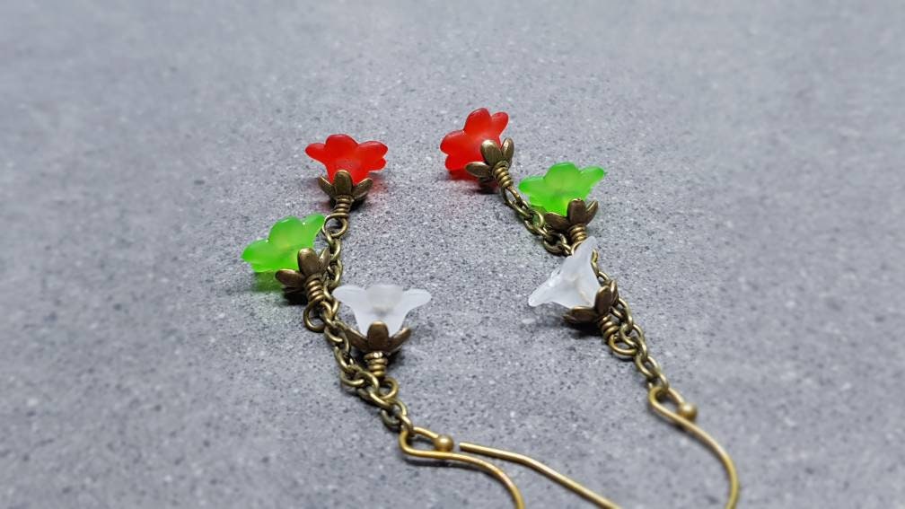Flower Earrings, Hypoallergenic Ear Wires, Festive Earrings, Boho Jewelry, Simple Vintage Earrings