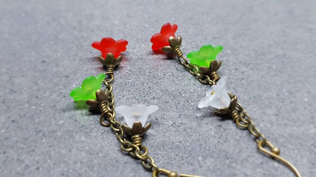 Flower Earrings, Hypoallergenic Ear Wires, Festive Earrings, Boho Jewelry, Simple Vintage Earrings