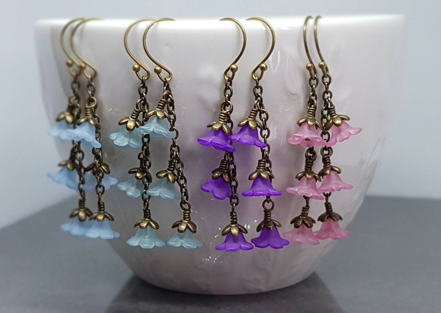 Flower Earrings, Hypoallergenic Ear Wires, Red Earrings, Boho Jewelry, Simple Vintage Earrings