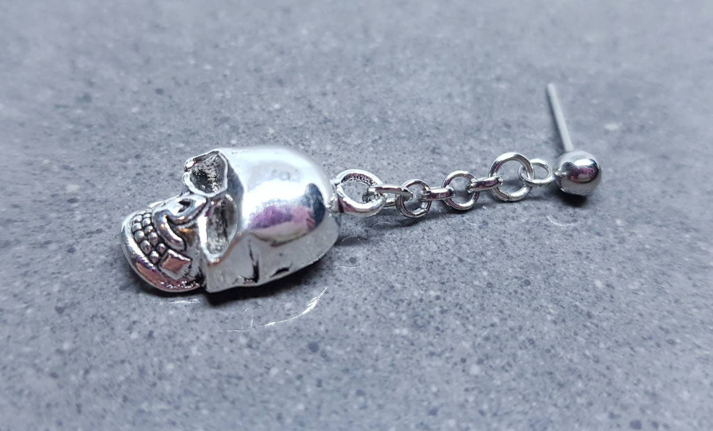 Skull Earrings, Surgical Steel Hypoallergenic Studs, Comes as a Pair or Single, Gothic Jewellery