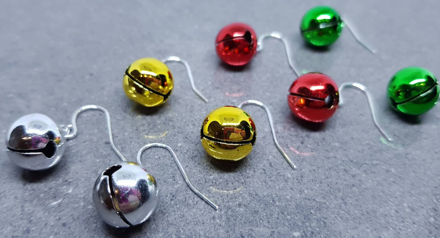 Jingling Jingle Bell Earrings, Hypoallergenic Ear Wires, Sterling Silver Ear Wires, Christmas Earrings, Festive Earrings