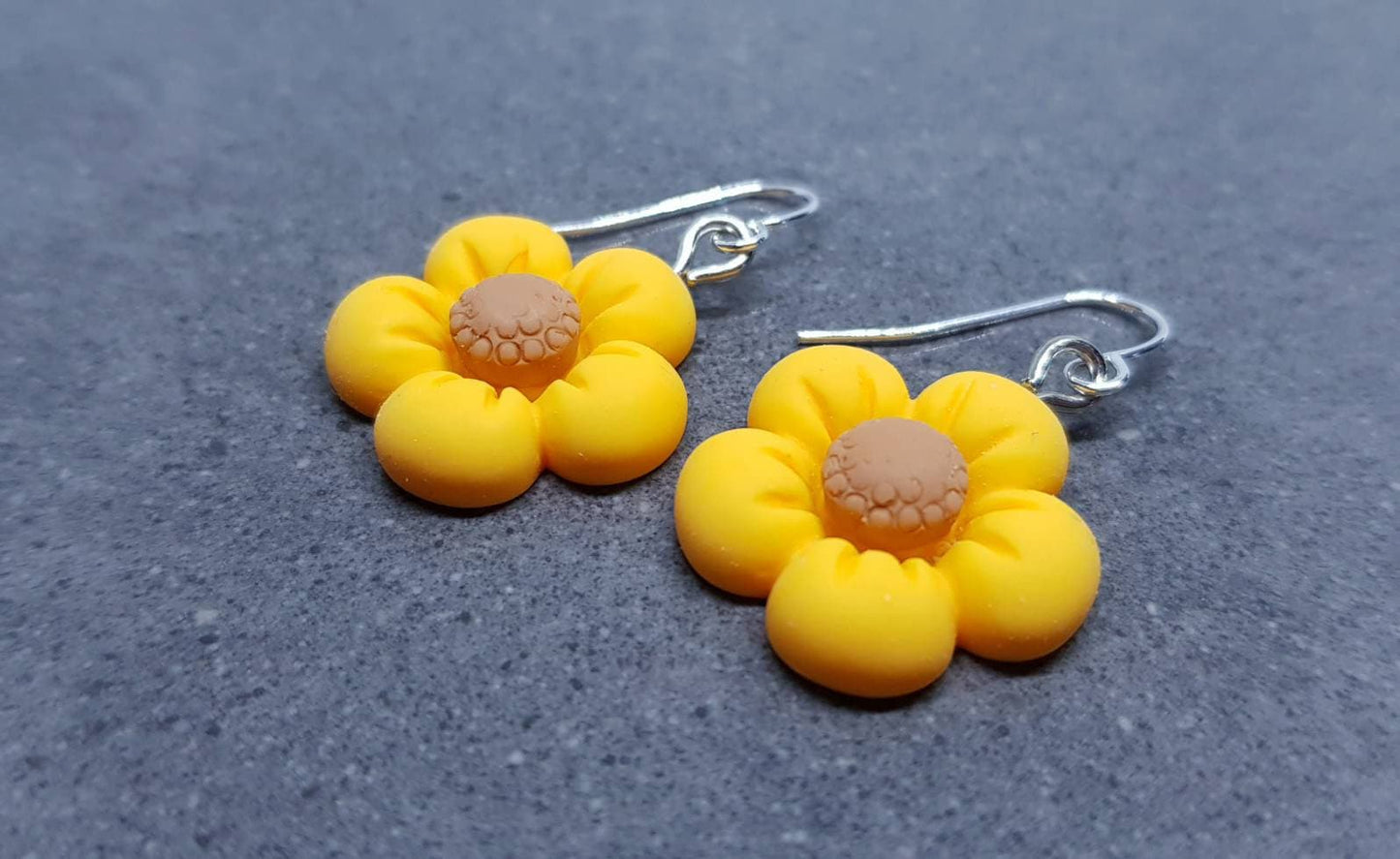 Yellow Daisy Earrings, Hypoallergenic Ear Wires