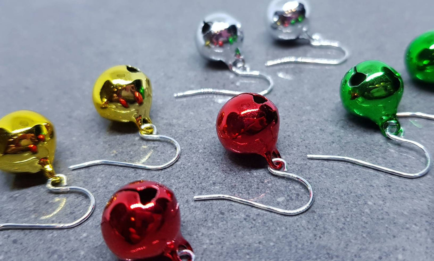 Jingling Jingle Bell Earrings, Hypoallergenic Ear Wires, Sterling Silver Ear Wires, Christmas Earrings, Festive Earrings