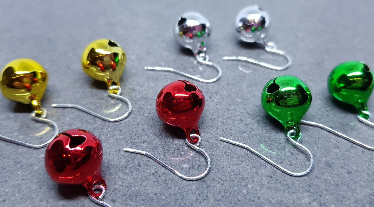 Jingling Jingle Bell Earrings, Hypoallergenic Ear Wires, Sterling Silver Ear Wires, Christmas Earrings, Festive Earrings