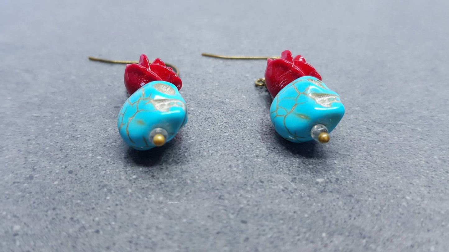 Sugar Skull Earrings, Hypoallergenic Ear Wires, Day of the Dead Themed, Dia De Los Muertos Earrings, Mexican Holiday, Gothic Jewelry