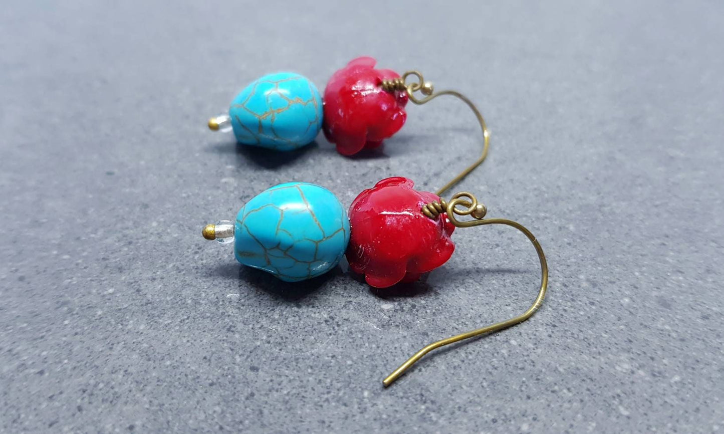Sugar Skull Earrings, Hypoallergenic Ear Wires, Day of the Dead Themed, Dia De Los Muertos Earrings, Mexican Holiday, Gothic Jewelry