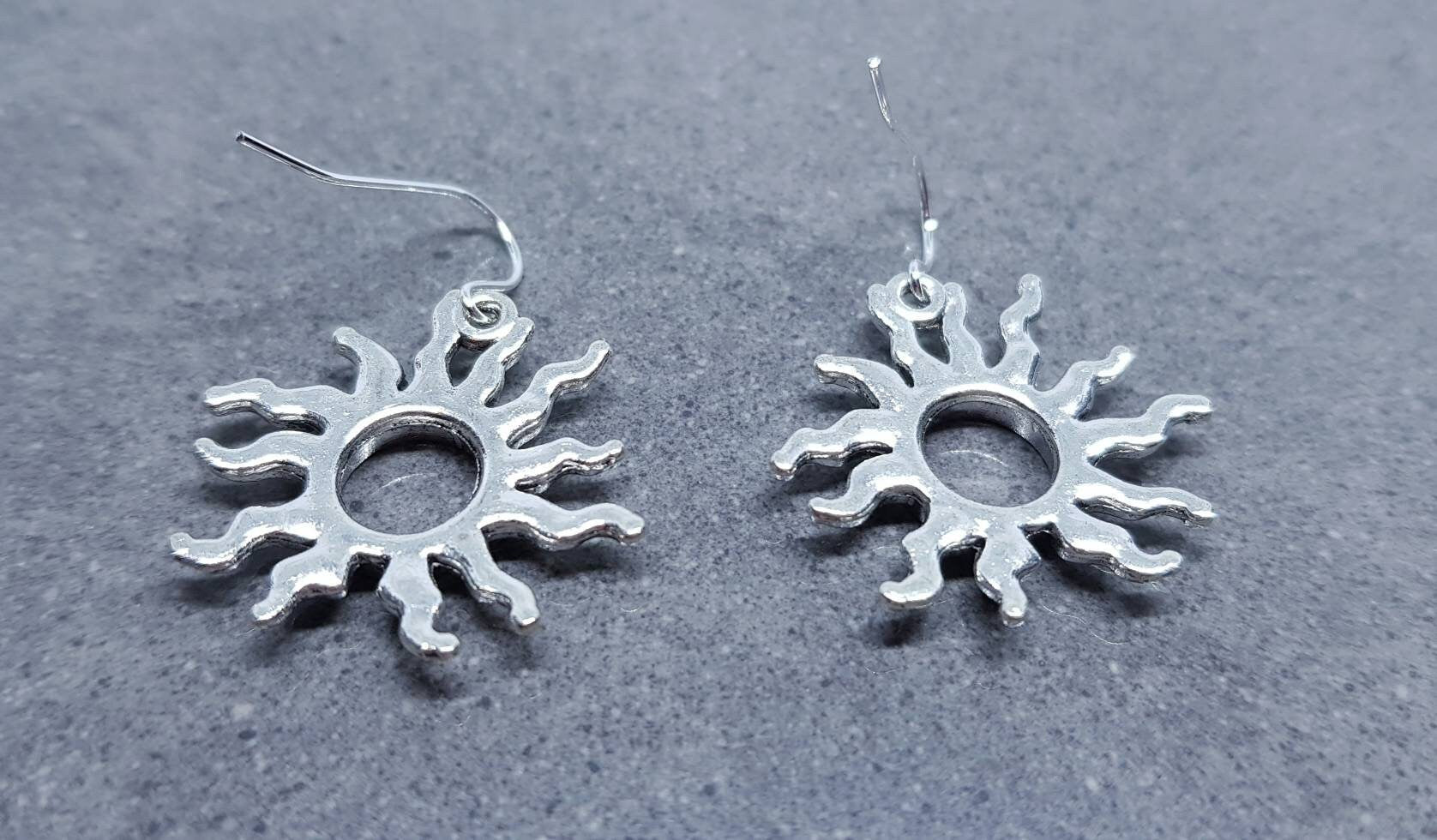Sun Earrings, Hypoallergenic Ear Wires, Sterling Silver Ear Wires, Celestial Earrings
