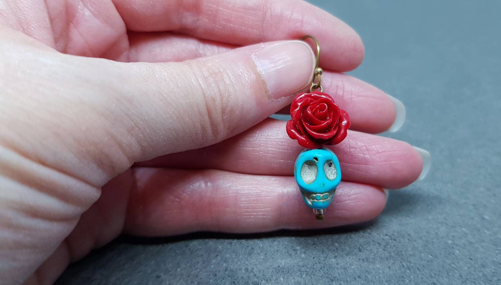 Sugar Skull Earrings, Hypoallergenic Ear Wires, Day of the Dead Themed, Dia De Los Muertos Earrings, Mexican Holiday, Gothic Jewelry