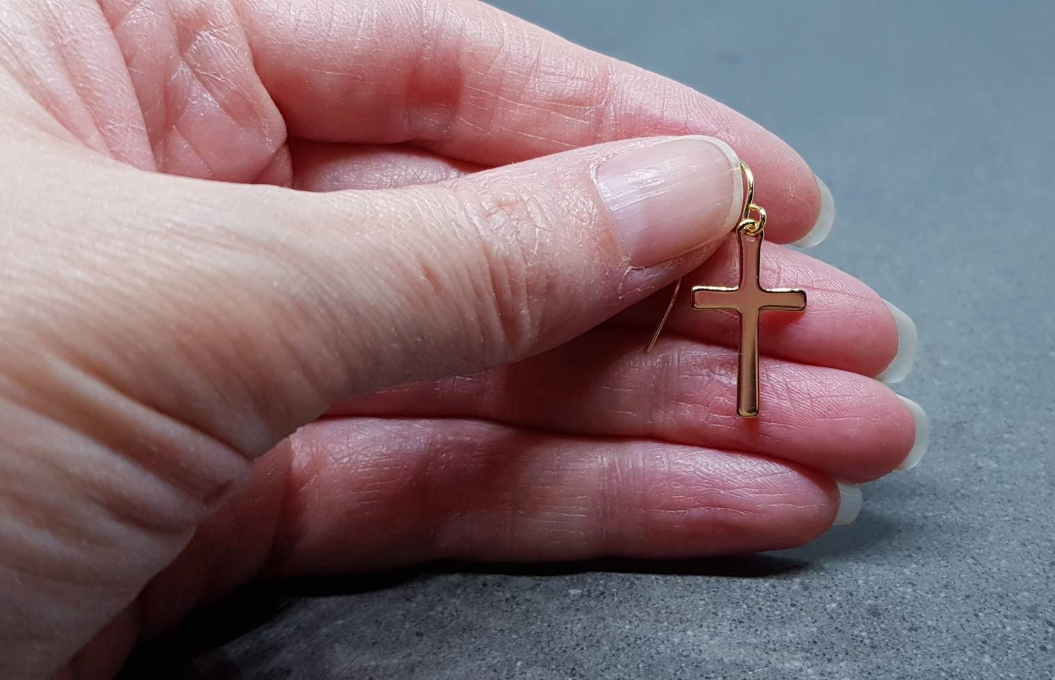 Gold Cross Earrings, Hypoallergenic Ear Wires, Stainless Steel, Cross Earrings, Cross Jewelry, Gothic Jewellery