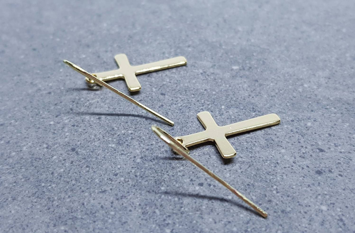 Gold Cross Earrings, Hypoallergenic Ear Wires, Stainless Steel, Cross Earrings, Cross Jewelry, Gothic Jewellery