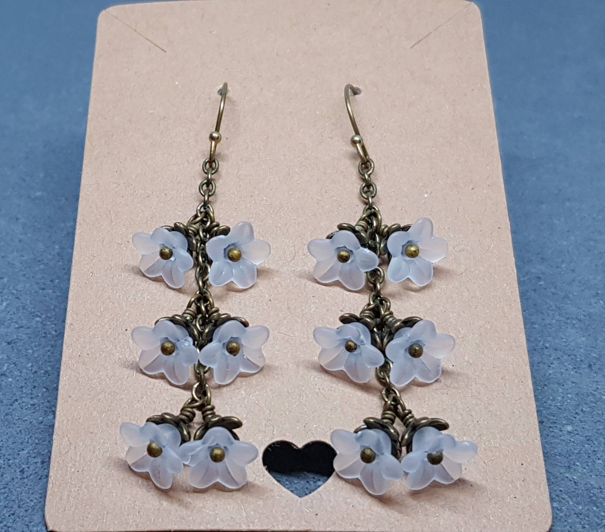Flower Earrings, Hypoallergenic Ear Wires, White Earrings, Boho Jewelry, Simple Vintage Earrings
