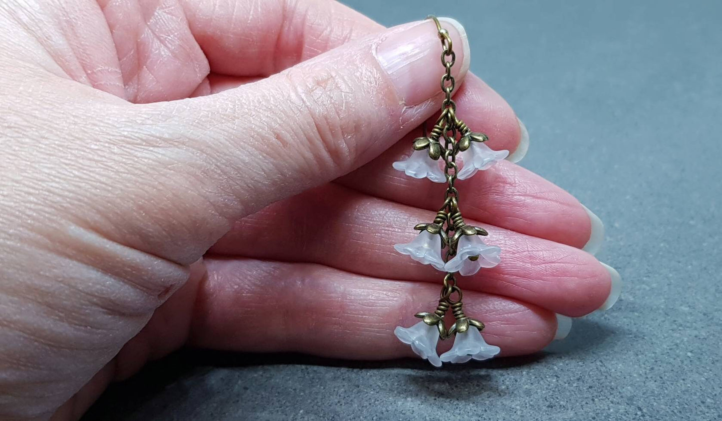 Flower Earrings, Hypoallergenic Ear Wires, White Earrings, Boho Jewelry, Simple Vintage Earrings