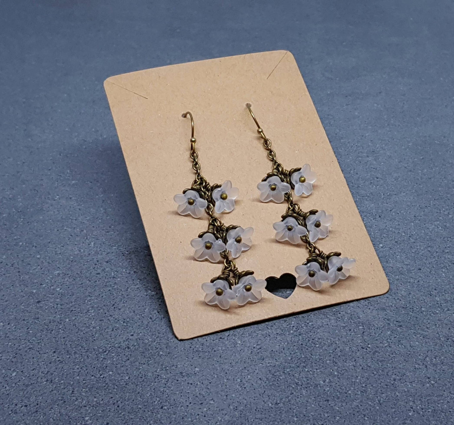 Flower Earrings, Hypoallergenic Ear Wires, White Earrings, Boho Jewelry, Simple Vintage Earrings