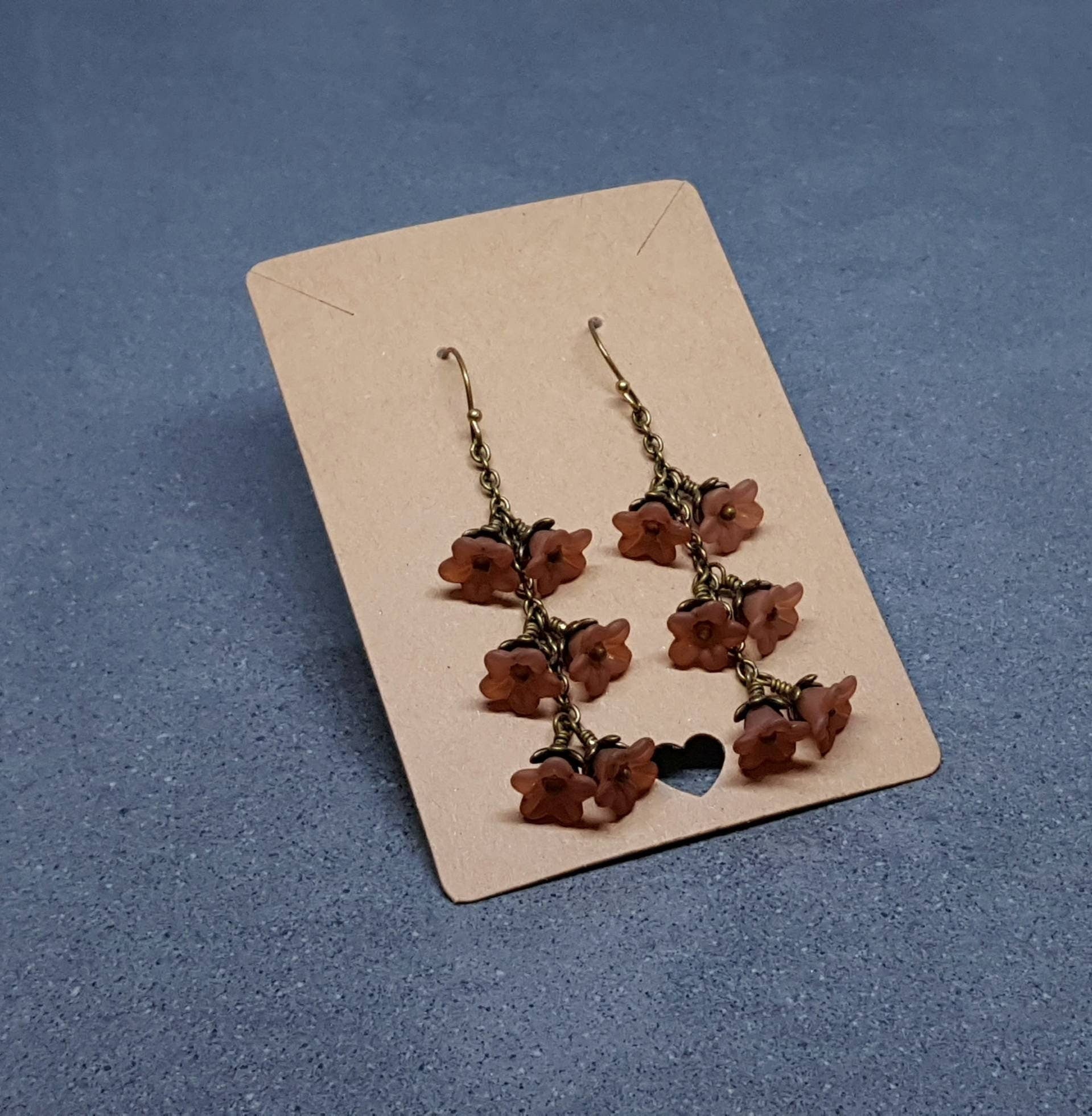 Flower Earrings, Hypoallergenic Ear Wires, Brown Earrings, Boho Jewelry, Simple Vintage Earrings