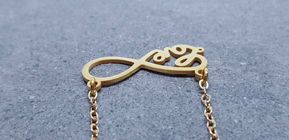 Infinity Necklace, Love Choker, Stainless Steel Necklace, Gold Plated Chain