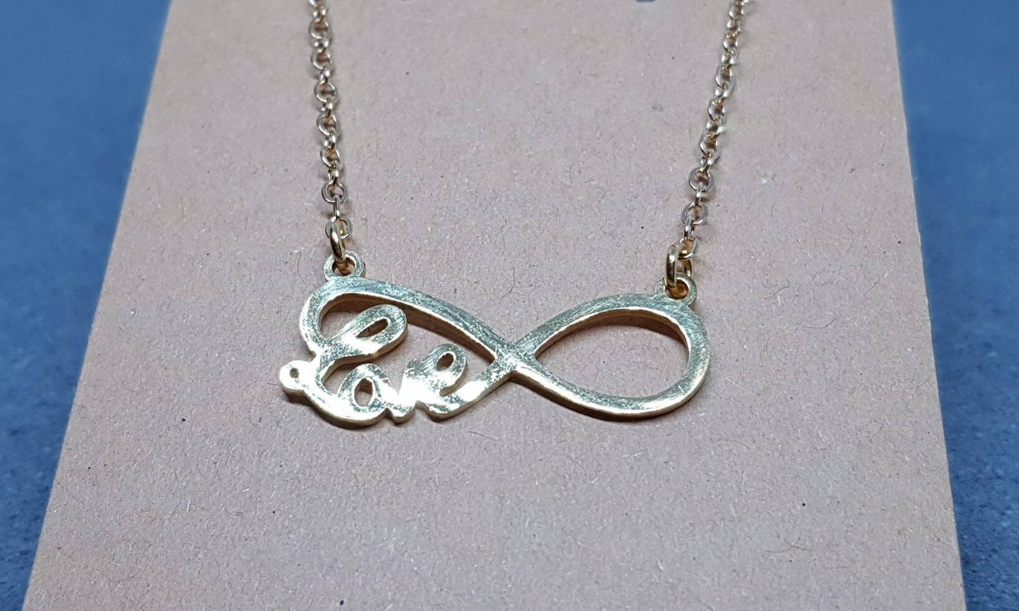 Infinity Necklace, Love Choker, Stainless Steel Necklace, Gold Plated Chain
